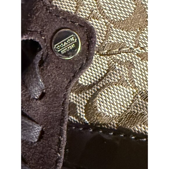 Coach Alara Brown Signature Suede Wedge Sneakers Size 8M Women’s High Top Shoes - Picture 8 of 16